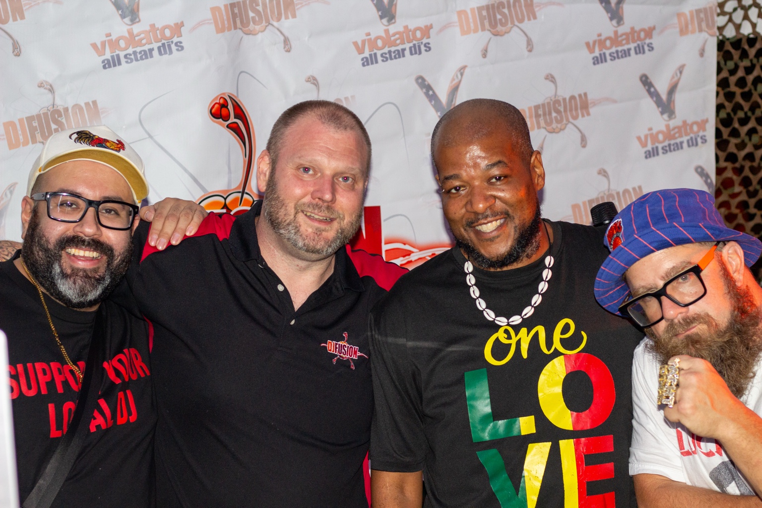 Group portrait at a live DJ event